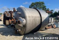 Used – 3,500 Gallon T316 Stainless Steel Reactor – Dimple Jacket, Top Drive, Check Gardin