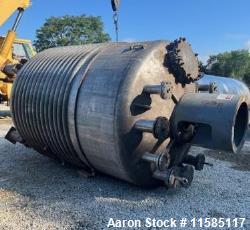 Used – 3,000 Gallon T316 Stainless Steel Half Pipe Coil Jacketed Reactor – 25 HP Agitator, Norwalk Fab