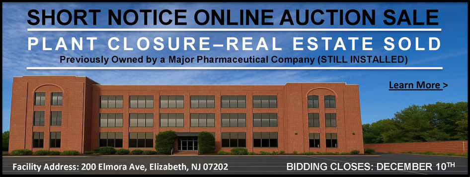 Short Notice Auction - Assets Formerly Owned by a Major Pharmaceutical Company (STILL INSTALLED)